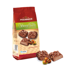 Pischinger wafelki w mlecznej czekoladzie z orzechami laskowymi 120g