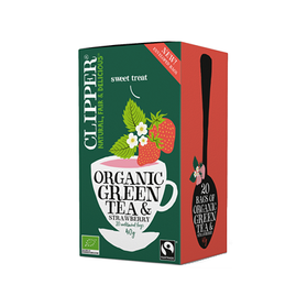 Clipper zielona herbata z truskawką 20 saszetek