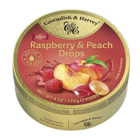 Cavendish&Harvey Raspberry Peach Drops - nadziewane dropsy owocowe 175g