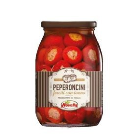 Małe papryczki pepperoni nadziewane tuńczykiem zanurzone w oleju 1062 ml